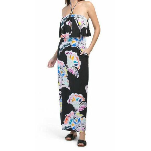 Trina Turk | Dresses | New Trina Turk Floral Halter Maxi Dress Coverup ...
